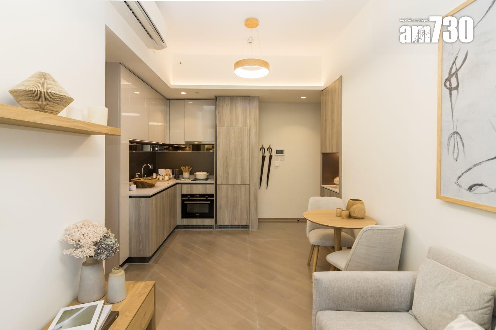 凱柏峰示範單位|461呎現樓兩房連傢俬 開則方正 廳房同向設計(多圖有片)|將軍澳新盤