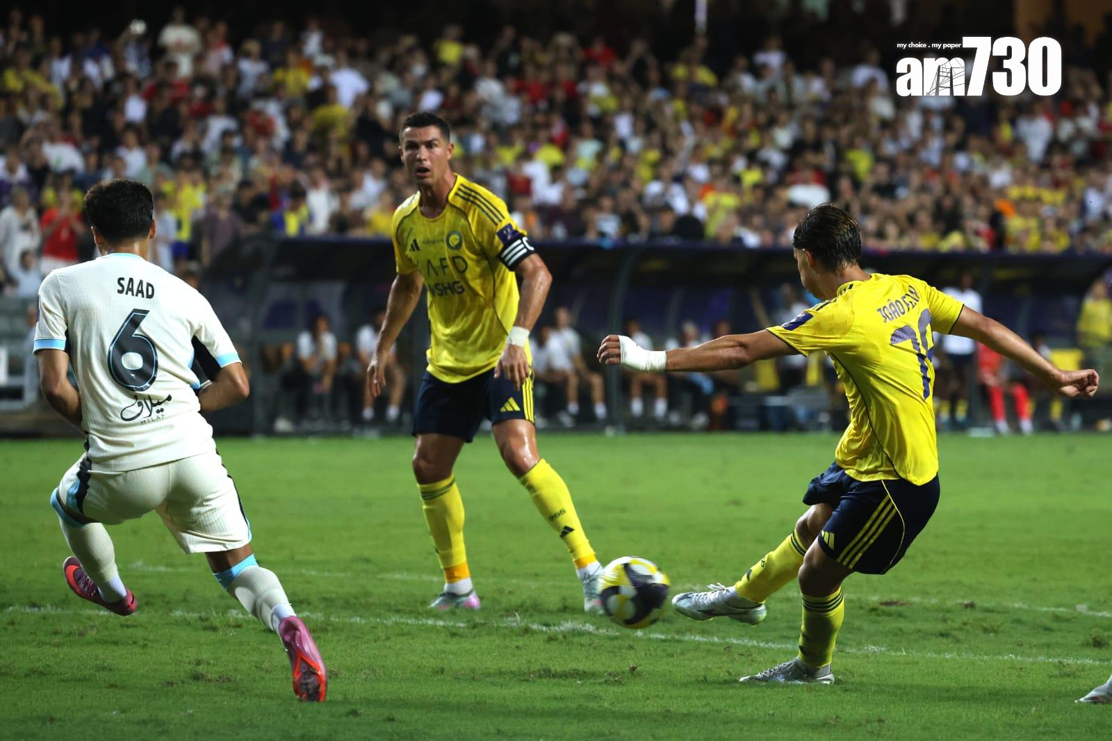 菲歷斯下半場差點梅開二度,不過被判犯規在先無效。(林俊源攝)