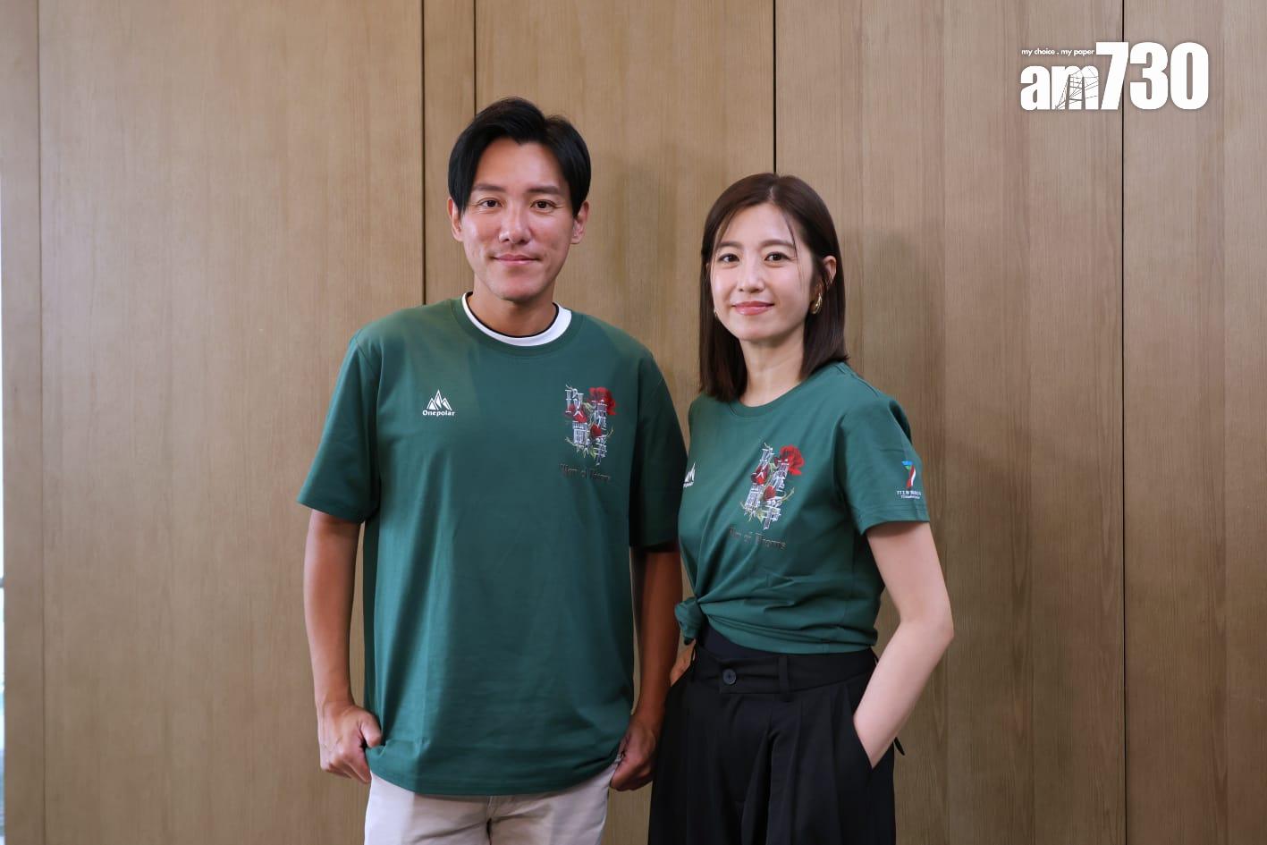 陳自瑤與張穎康現身深圳出席新劇《玫瑰戰爭》開鏡儀式,兩人表示對手戲不多。(林俊源攝)