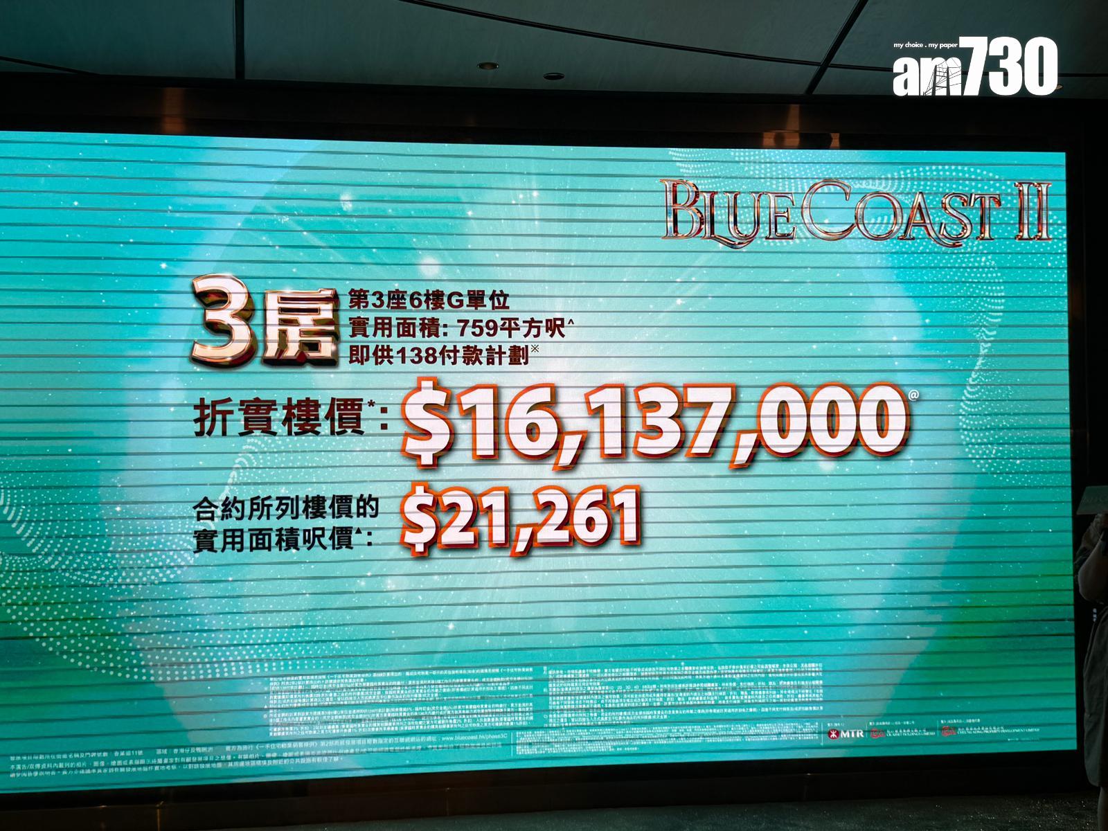 BLUE COAST II開價 推60伙加價2% 最平932萬|黃竹坑新盤