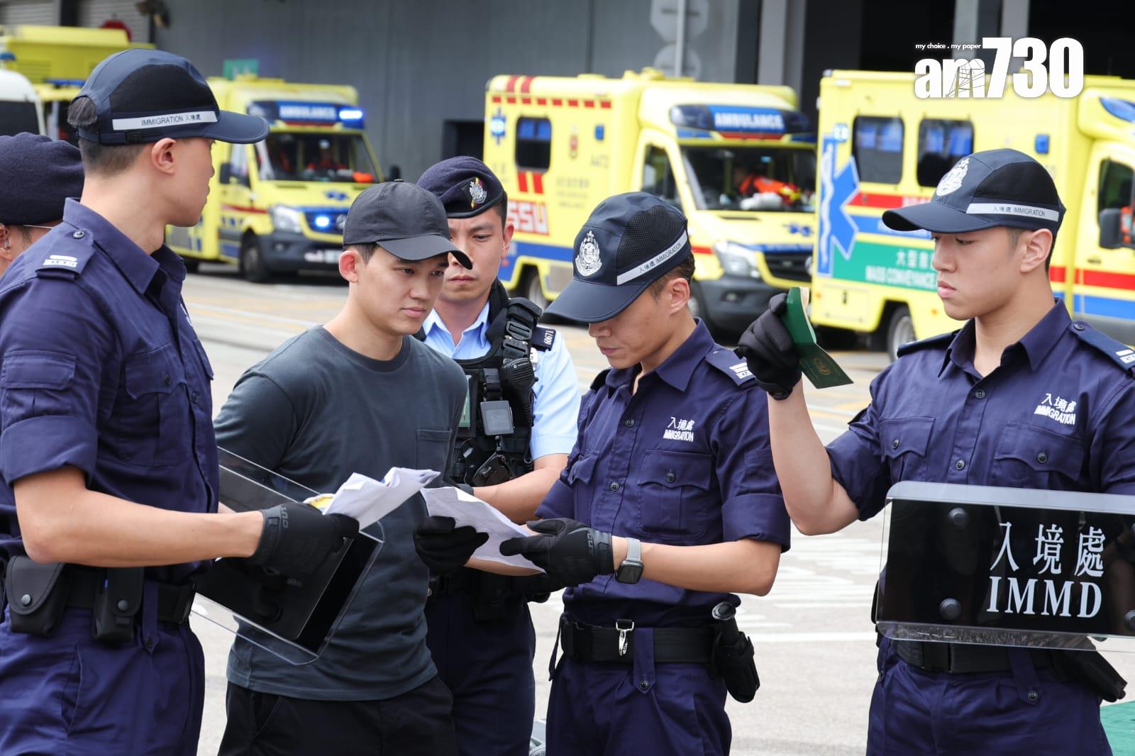 跨部門反恐演習在啟德郵輪碼頭進行,模擬恐怖分子乘郵輪到港襲擊(吳康琦攝)