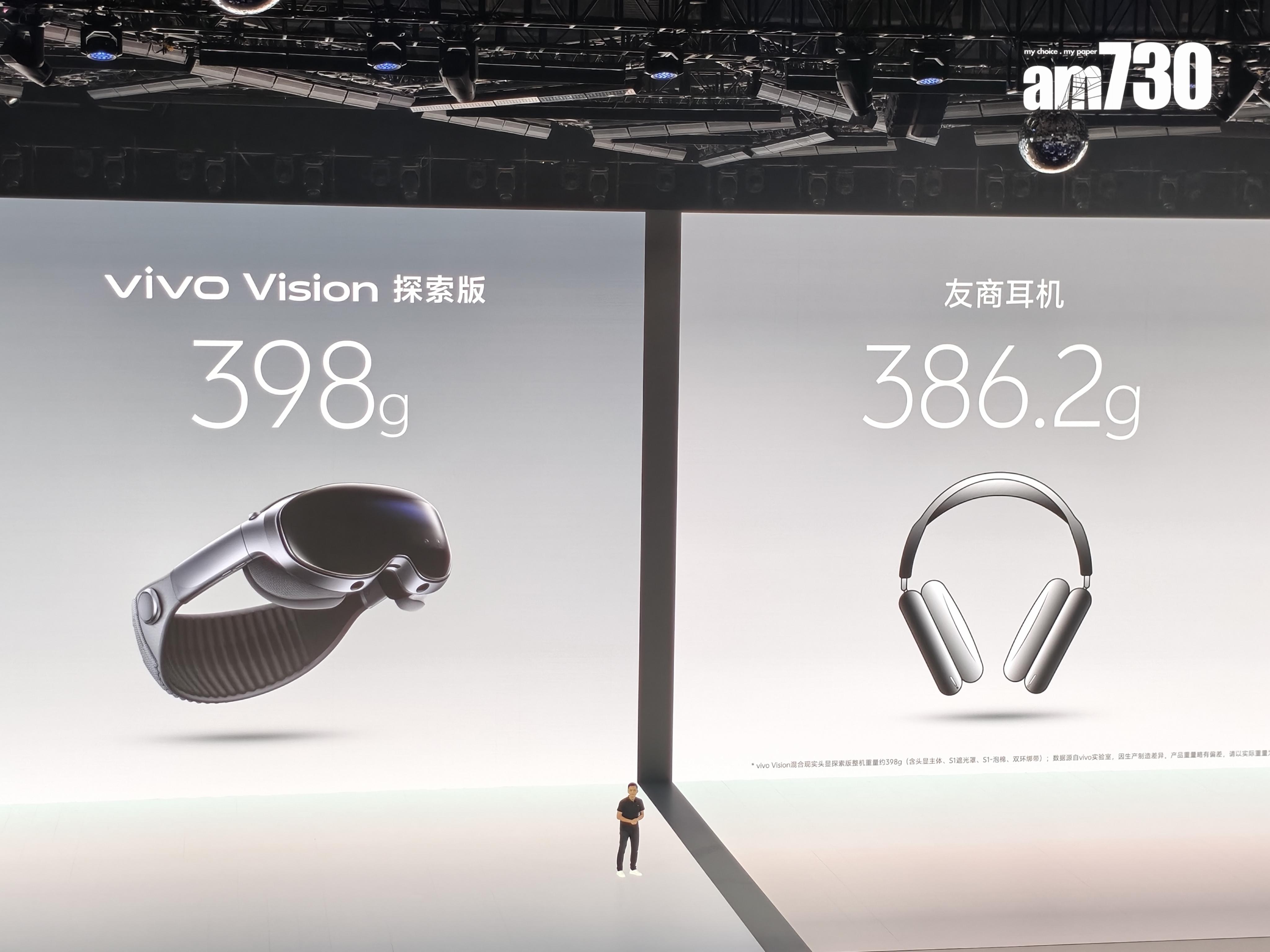 vivo Vision重量接近耳機,令佩戴更加舒適。