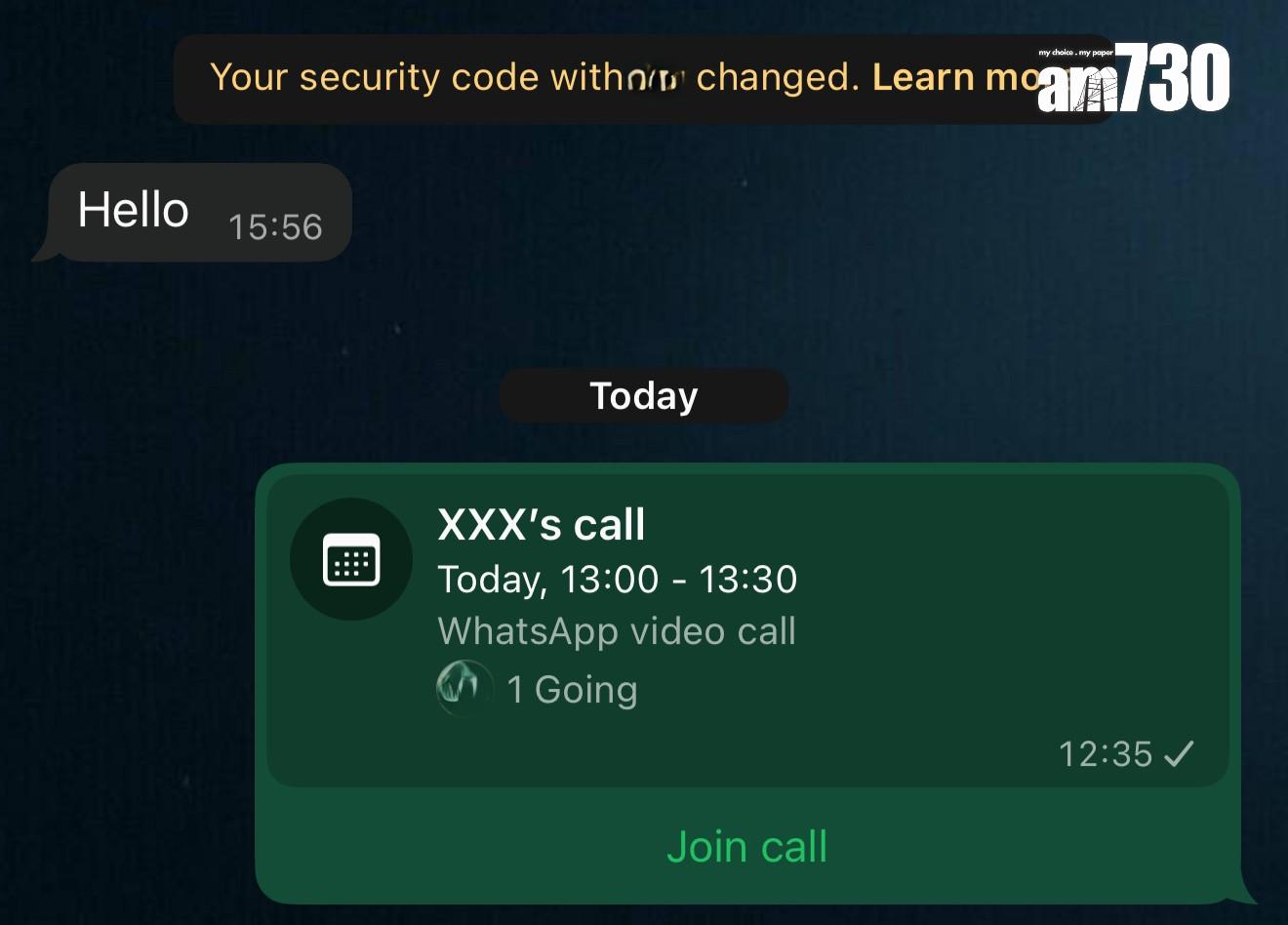 WhatsApp新功能|通話邀請會發送給聯絡人。