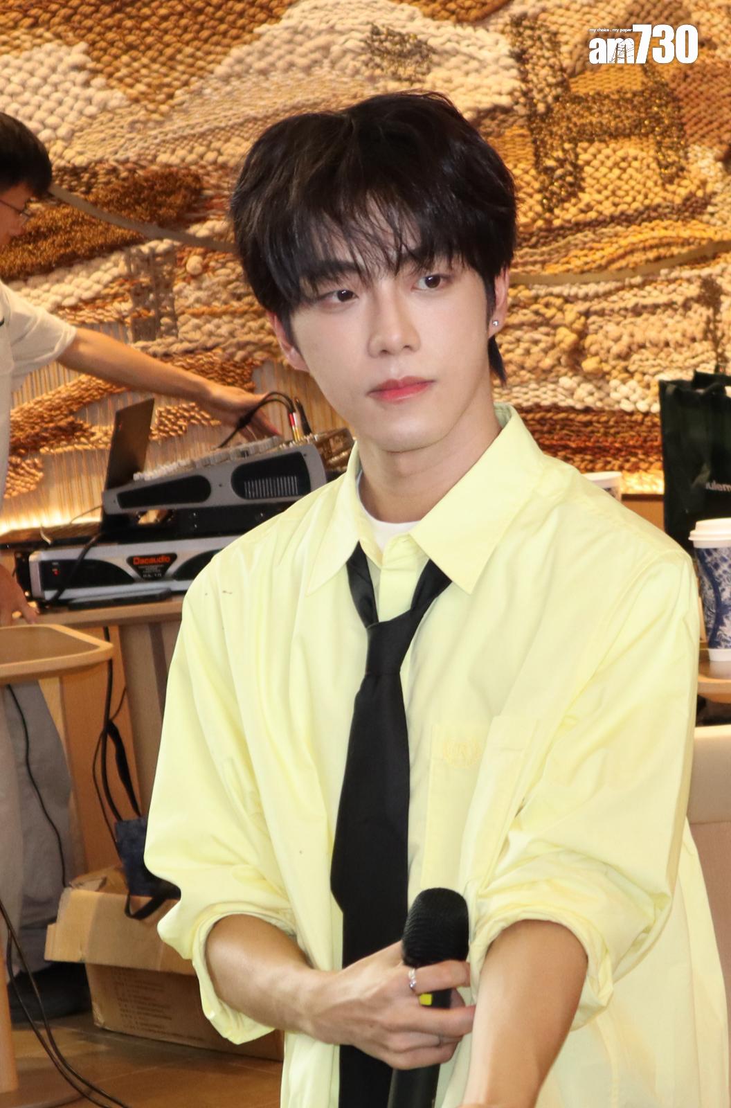 顏秋越今日(28日)現身尖沙咀出席飲品品牌活動。(娛樂組攝)