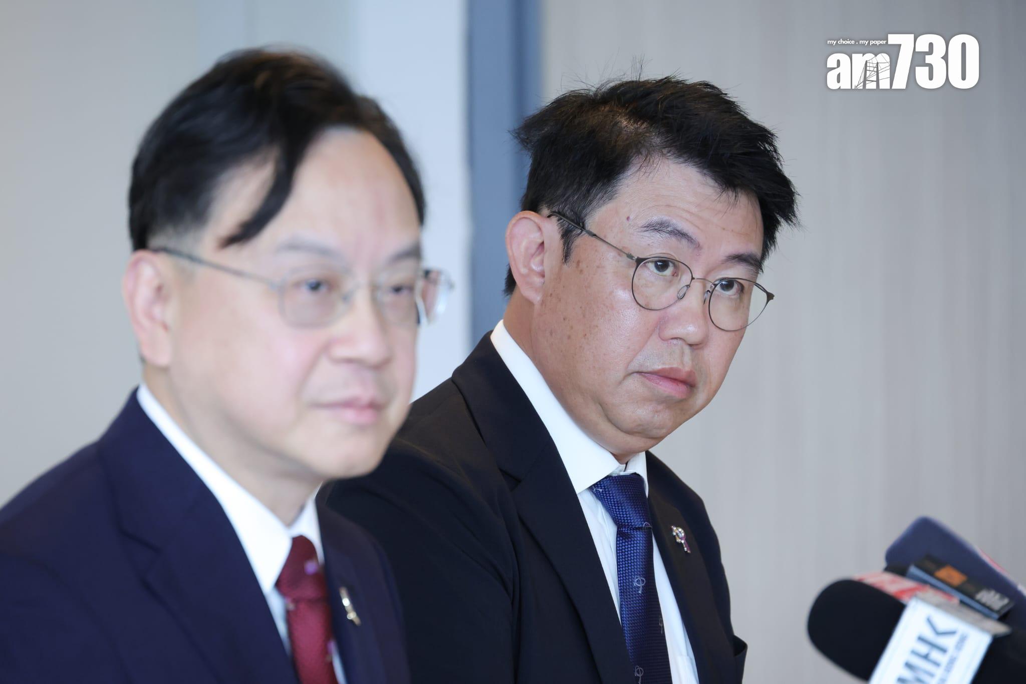 中大醫院董事會主席盧煜明及行政總裁鍾健禮。(吳康琦攝)