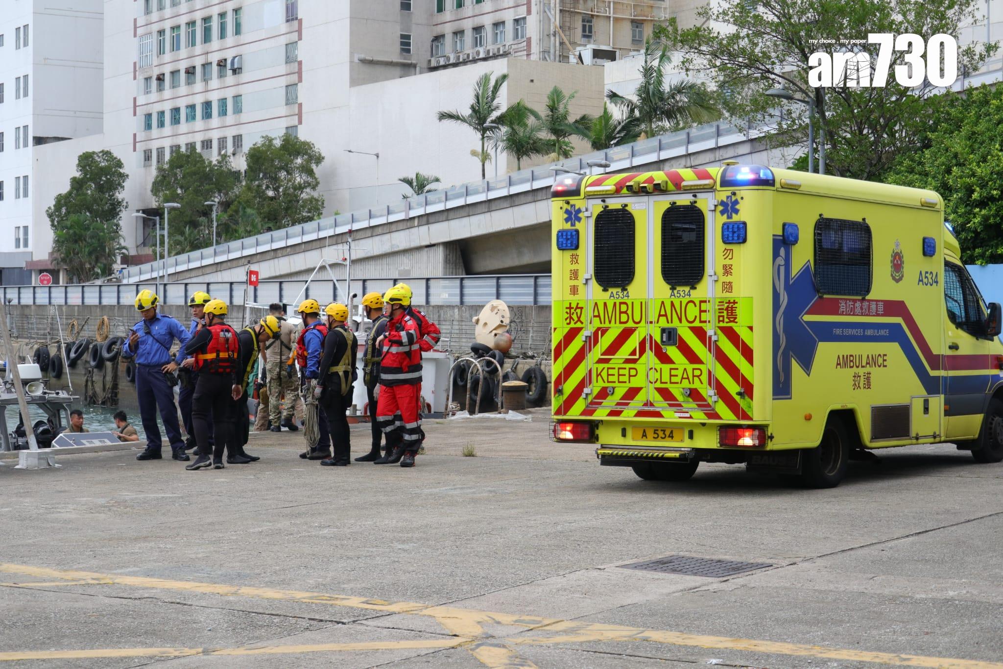 柴灣嘉業街有一家四口觀浪,其中3人墮海後被救起。(鍾式明攝)