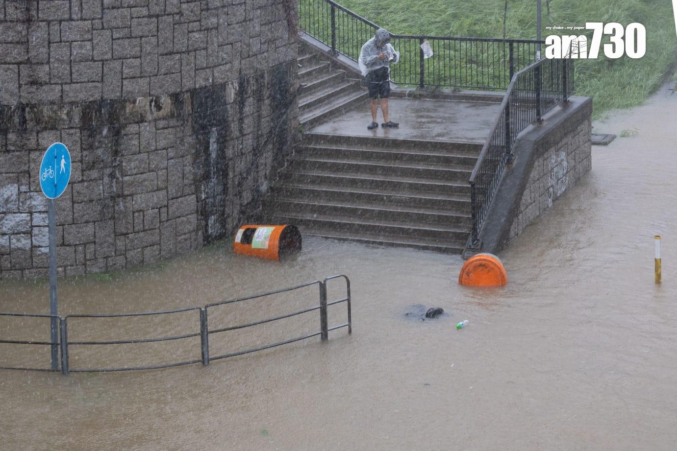 颱風樺加沙|大埔多處水浸。(蘇文傑 攝)