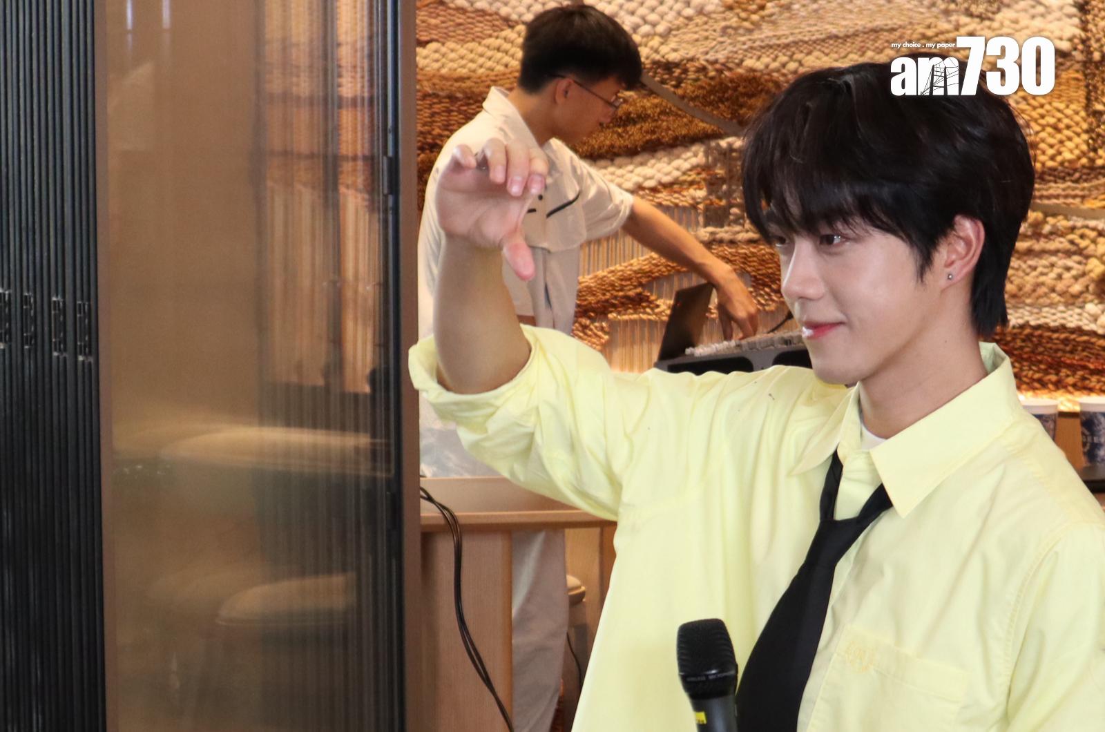 顏秋越今日(28日)現身尖沙咀出席飲品品牌活動。(娛樂組攝)