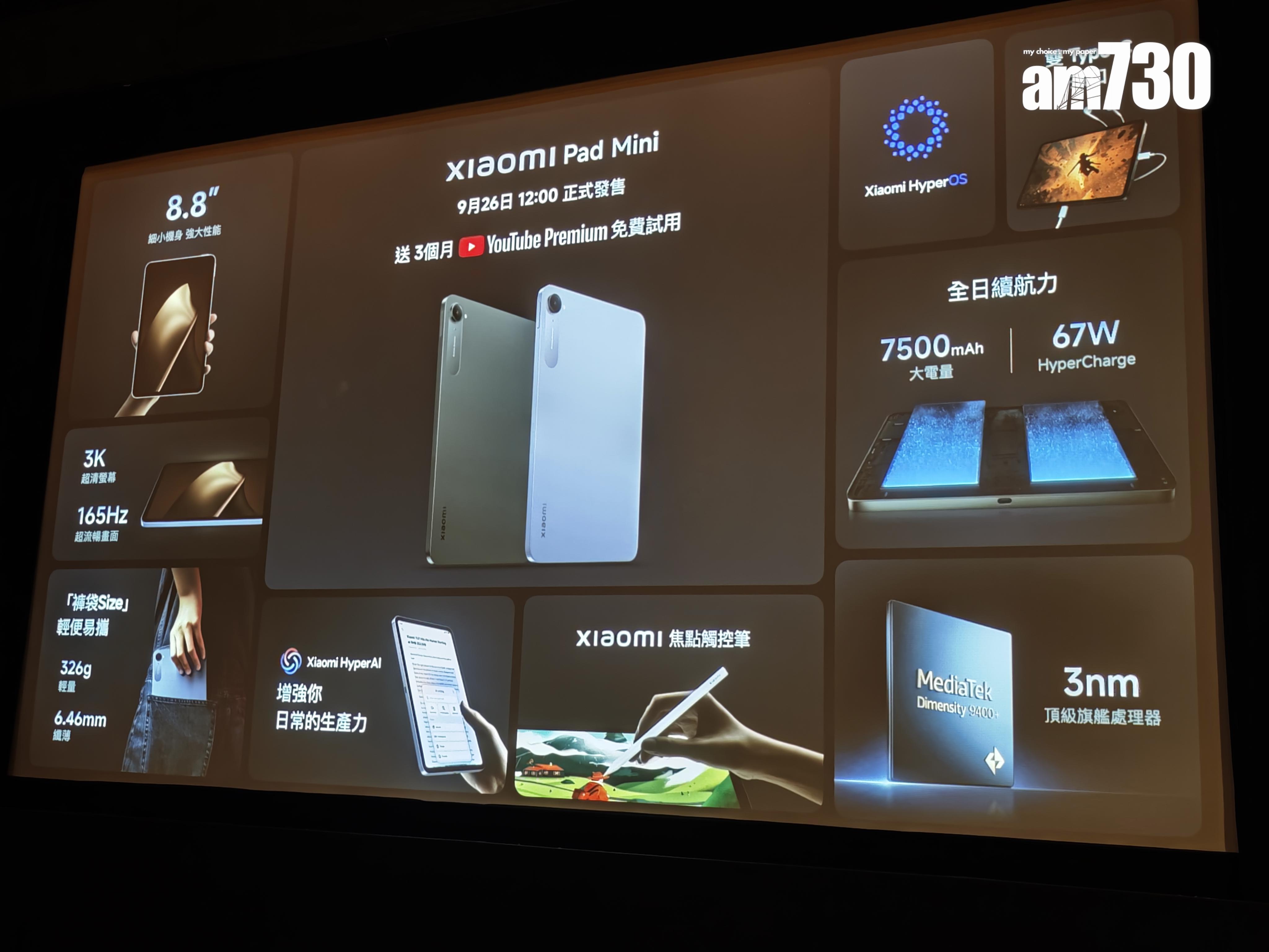 Xiaomi Pad Mini賣點一覽。