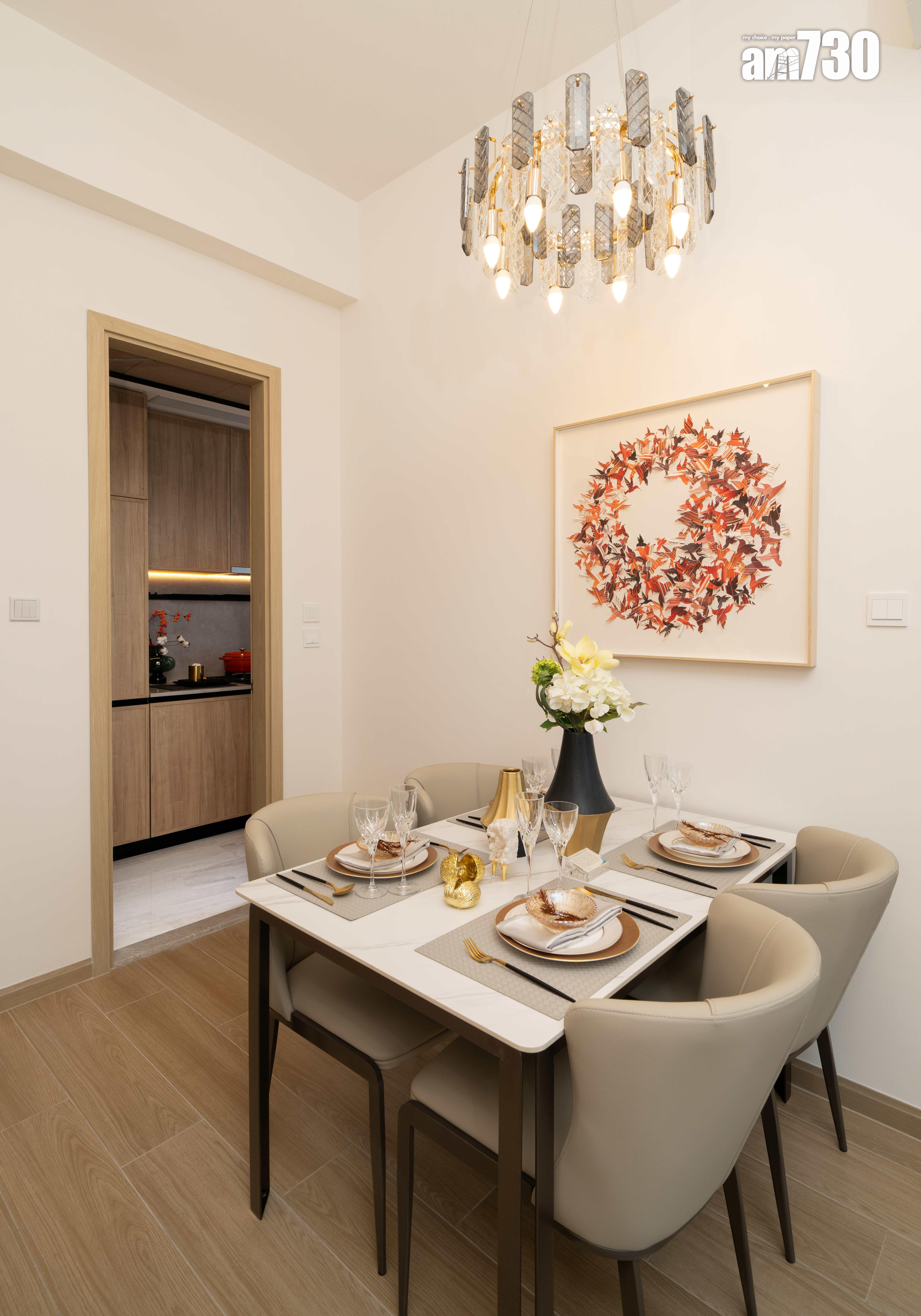 朗天峰現樓示範單位|539呎連裝修三房戶 大地色系主調(多圖)|元朗新盤