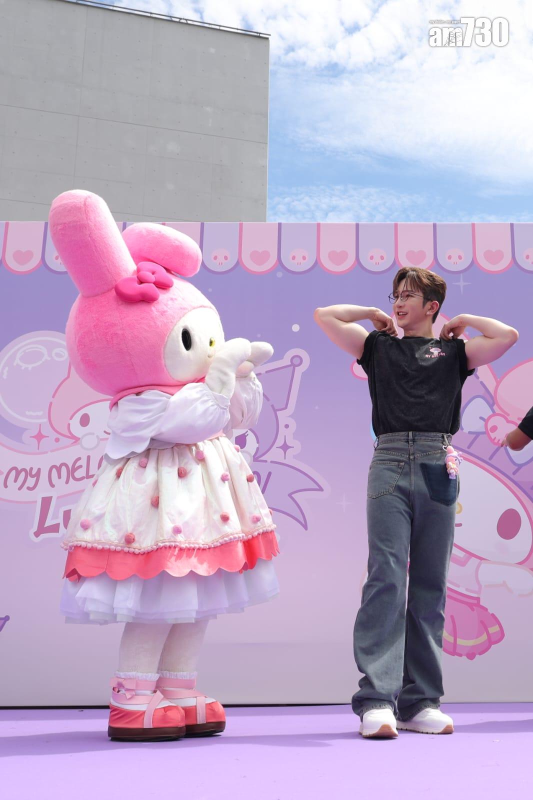 Jeremy與Anson Lo一齊出席My Melody x Kuromi周年盛典活動。(林俊源攝)