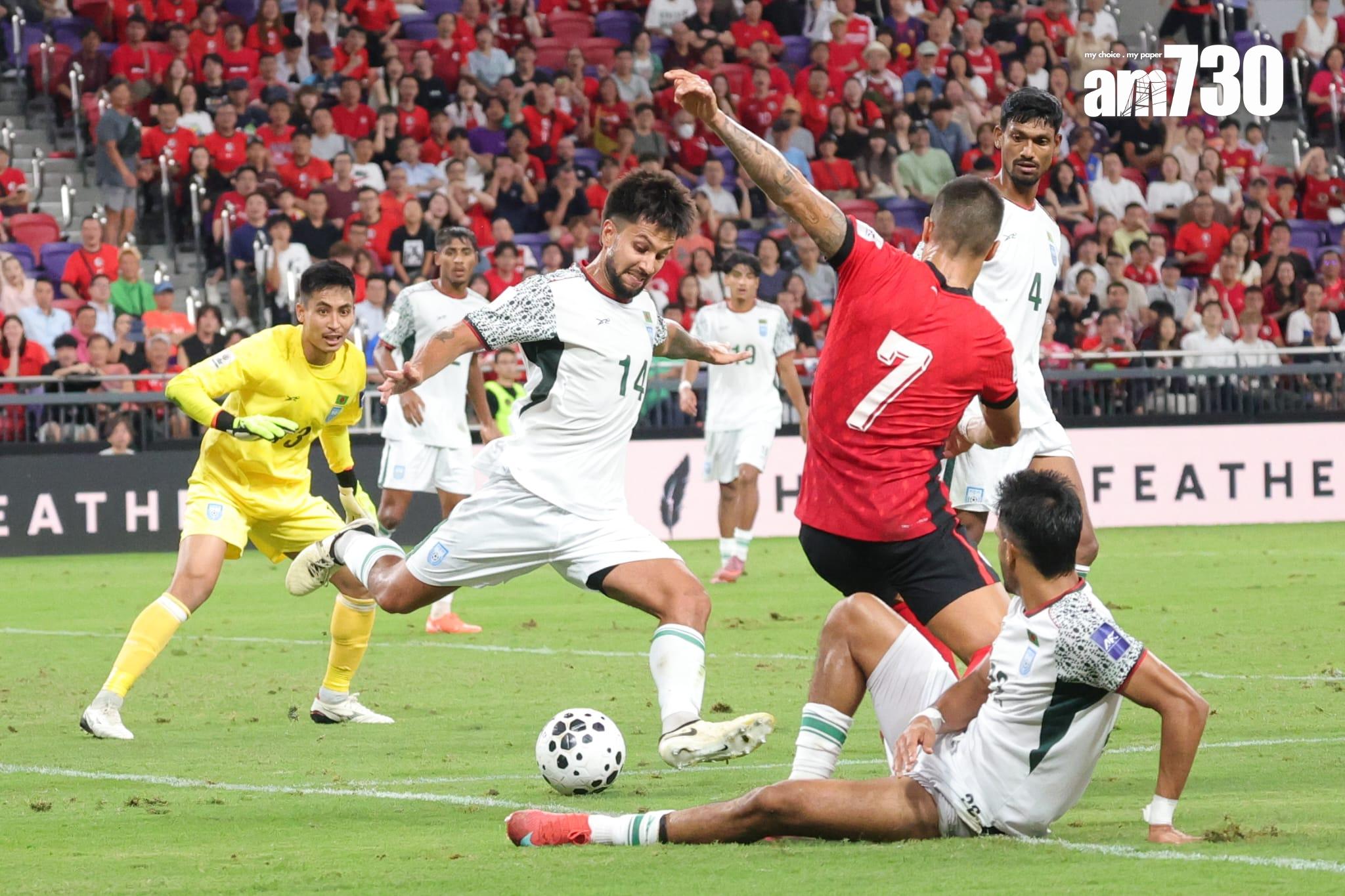 港隊祖連奴的攻門引起對手防線的混亂。(吳康琦攝)