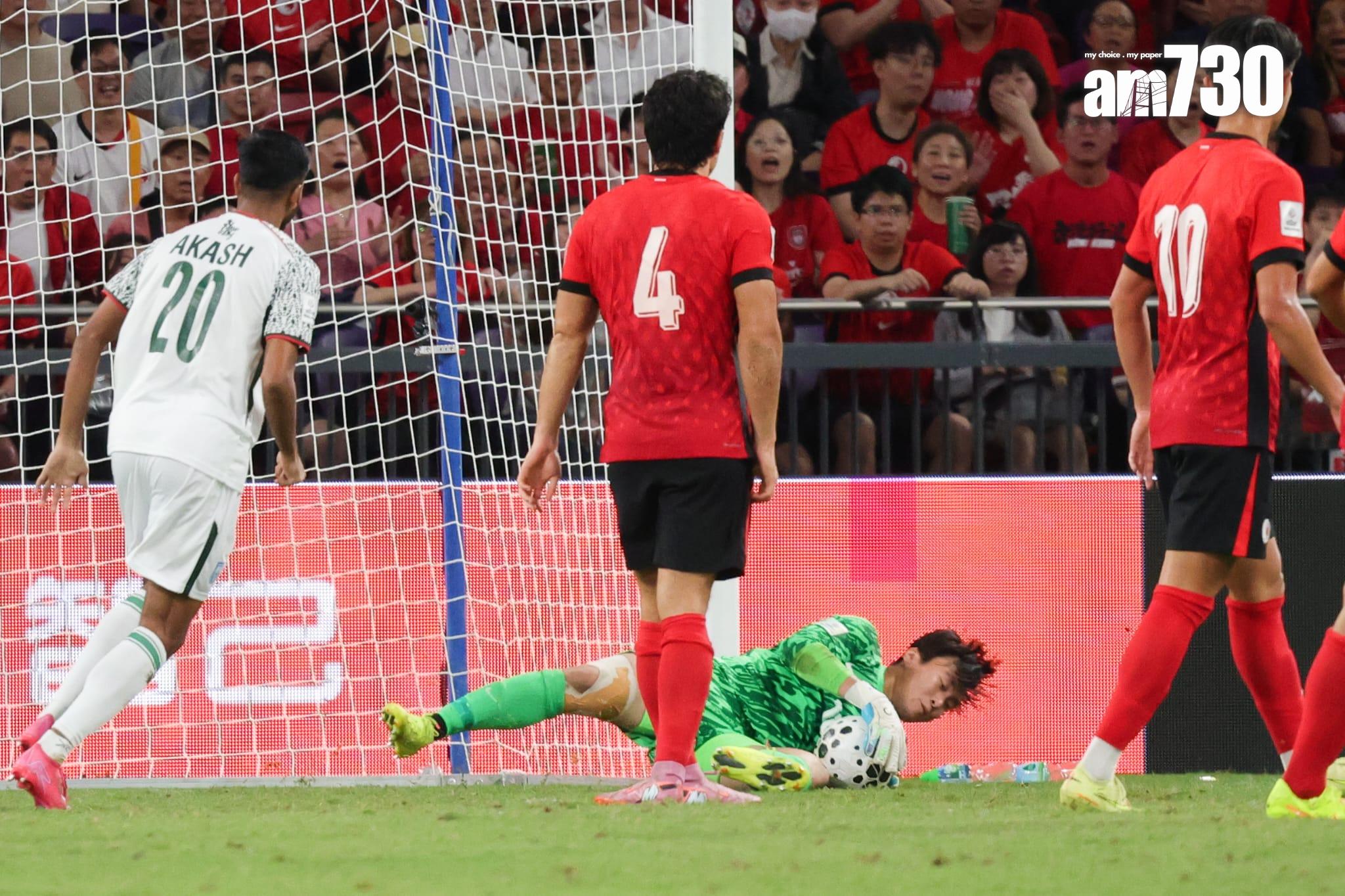 香港門將謝家榮把守港隊大門。(吳康琦攝)