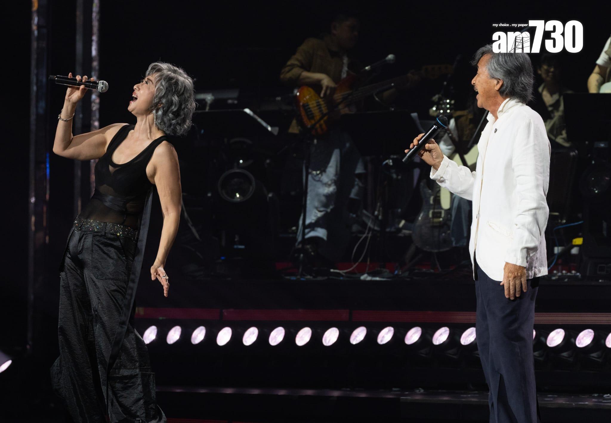 林子祥和葉蒨文紅館演唱會尾場,兩人狀態大勇。(蘇文傑攝)