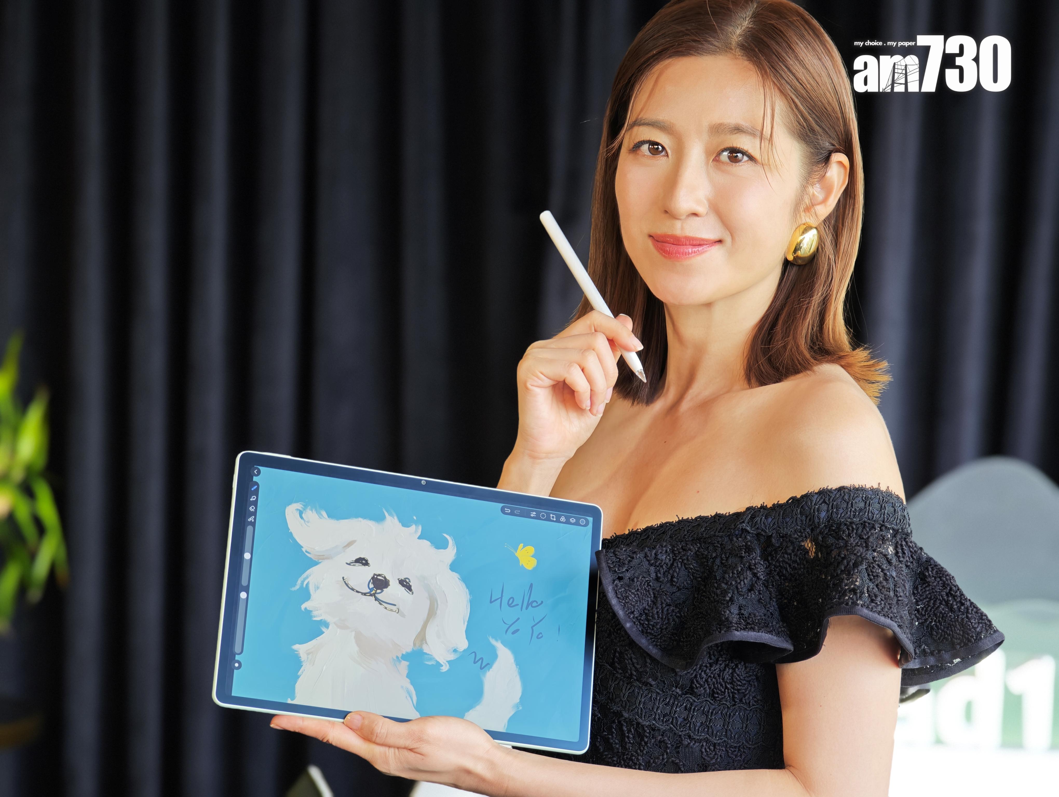 陳自瑤表示特別鍾情這部綠色的平板,輕巧便攜亦方便隨時工作。