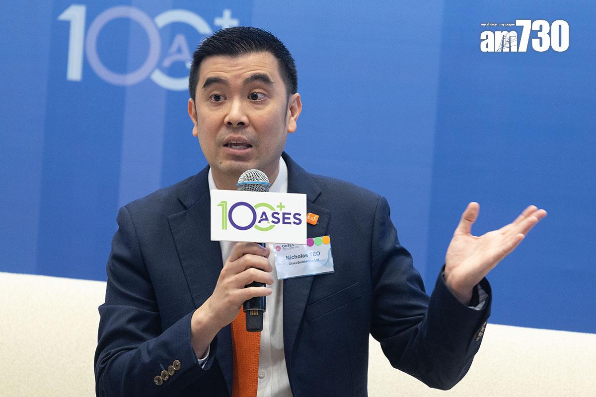 張澤峰表示,香港作為連接內地和國際市場橋樑,有助推動創新藥物註冊和應用。(蘇文傑攝)