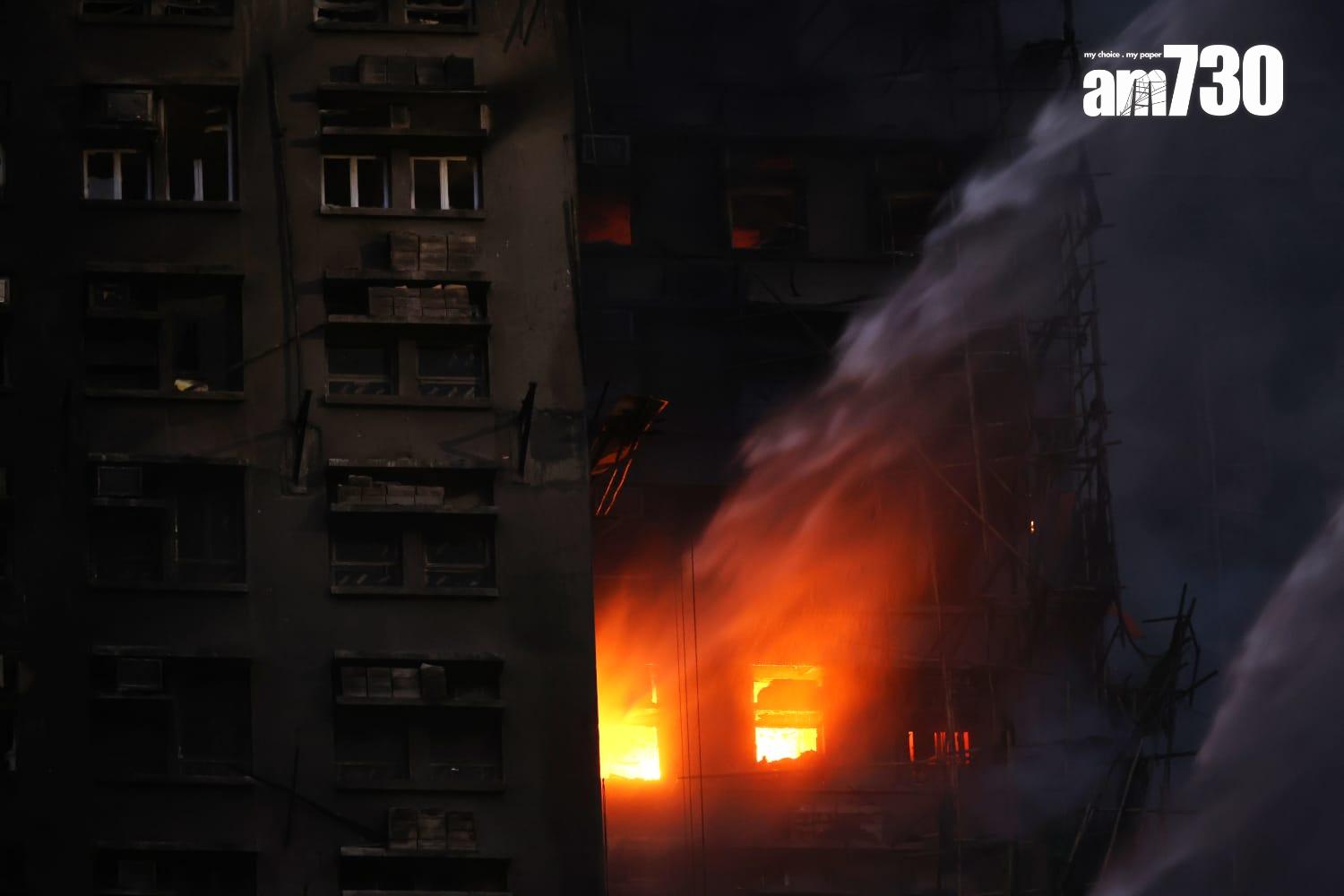 大埔宏福苑五級火情況。(林俊源攝)