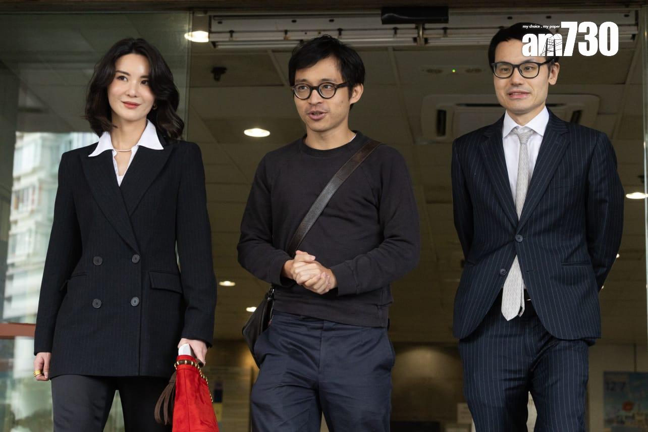 JPEX虛擬貨幣詐騙案,林作准以30萬保釋,於裕美及律師陪同下離開東區法院。(蘇文傑攝)