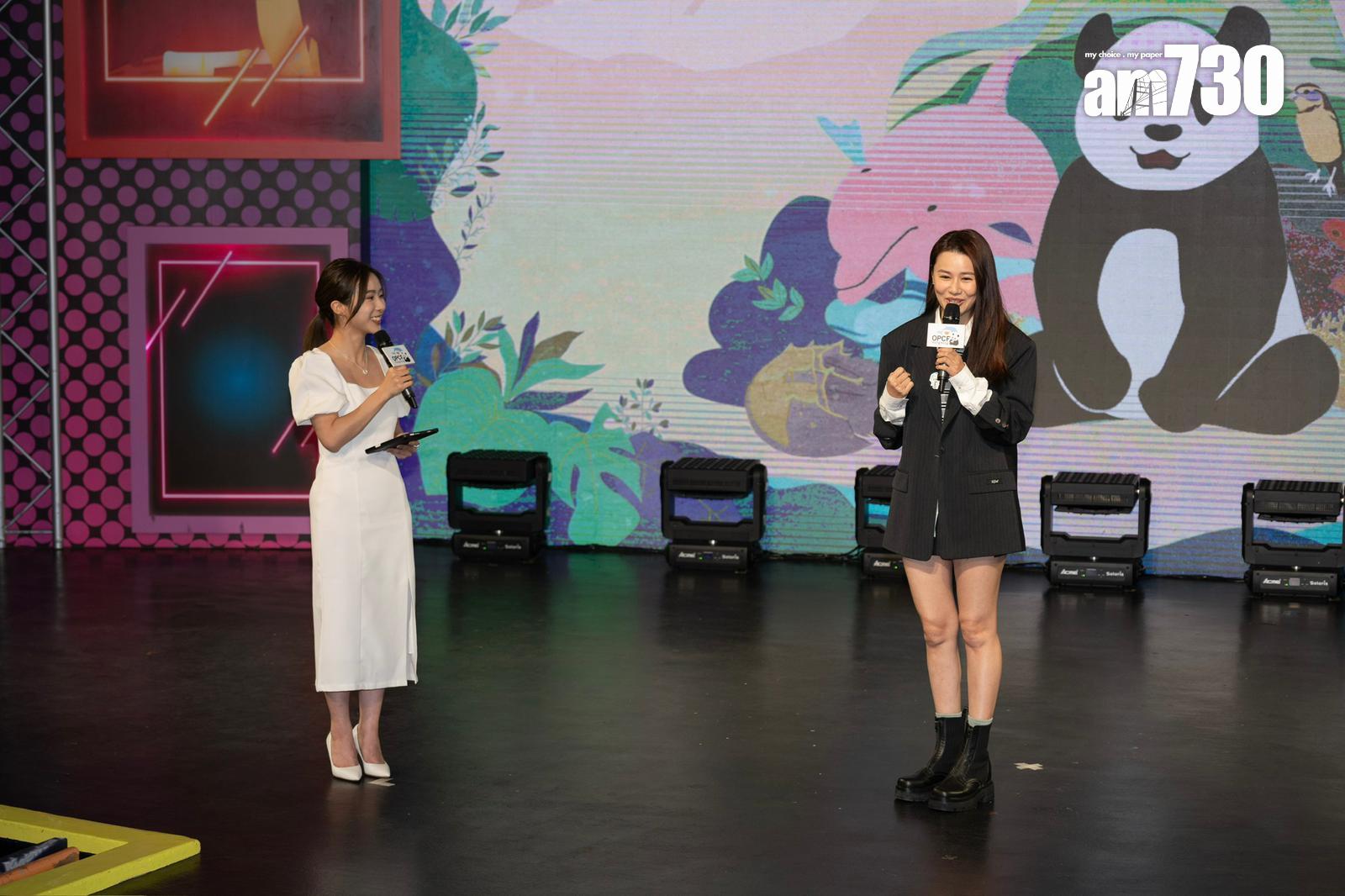 黃翠如今日曬玉腿出席「海洋公園保育日」啟動禮。 (娛樂組攝)