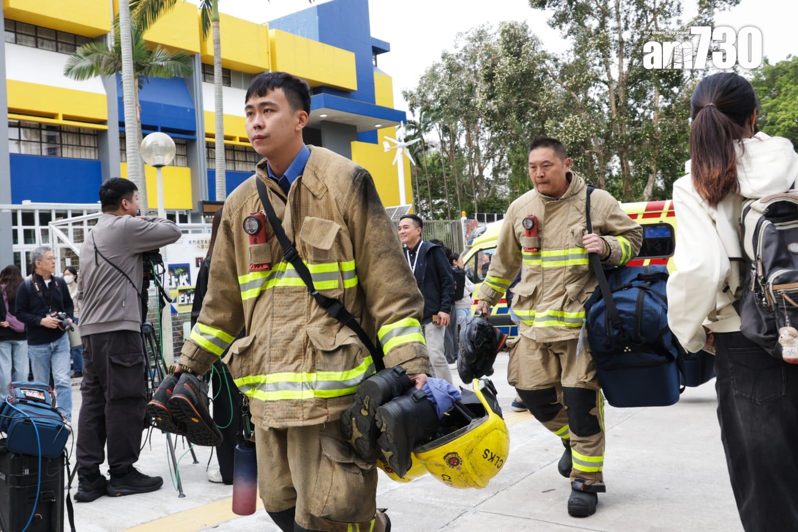 大埔宏福苑發生五級火,消防處派出逾1,250名消防員及救護人員參與行動。(吳康琦攝)