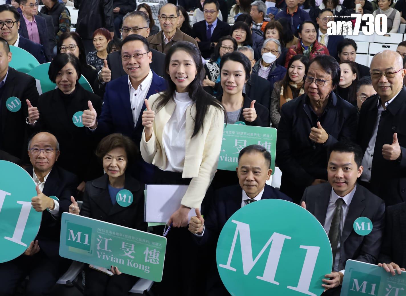 江旻憓和馬軼超同台較量闡述政綱。(鍾式明攝)