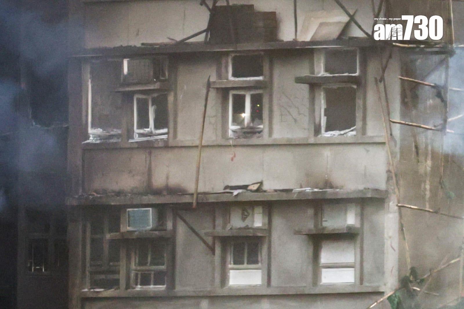 大埔宏福苑五級火情況。(吳康琦攝)