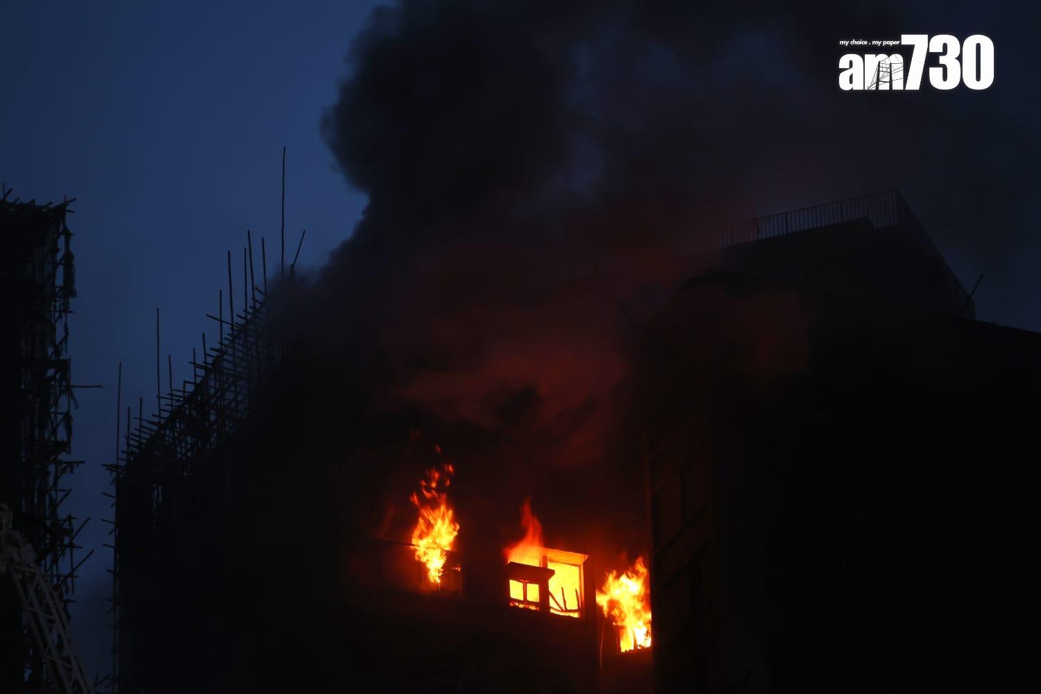 大埔宏福苑五級火情況。(林俊源攝)