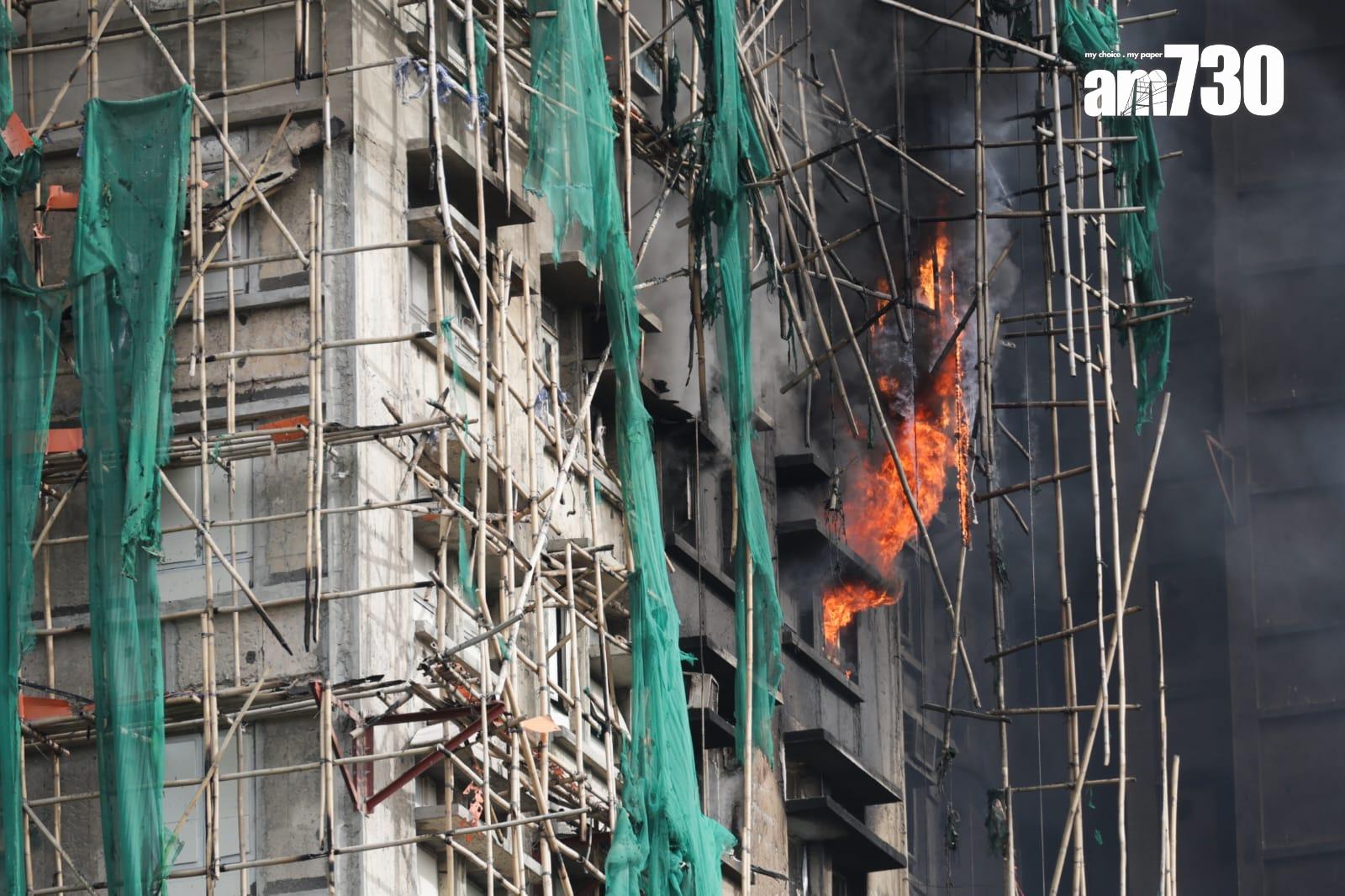 大埔宏福苑五級火現場情況。(吳康琦攝)