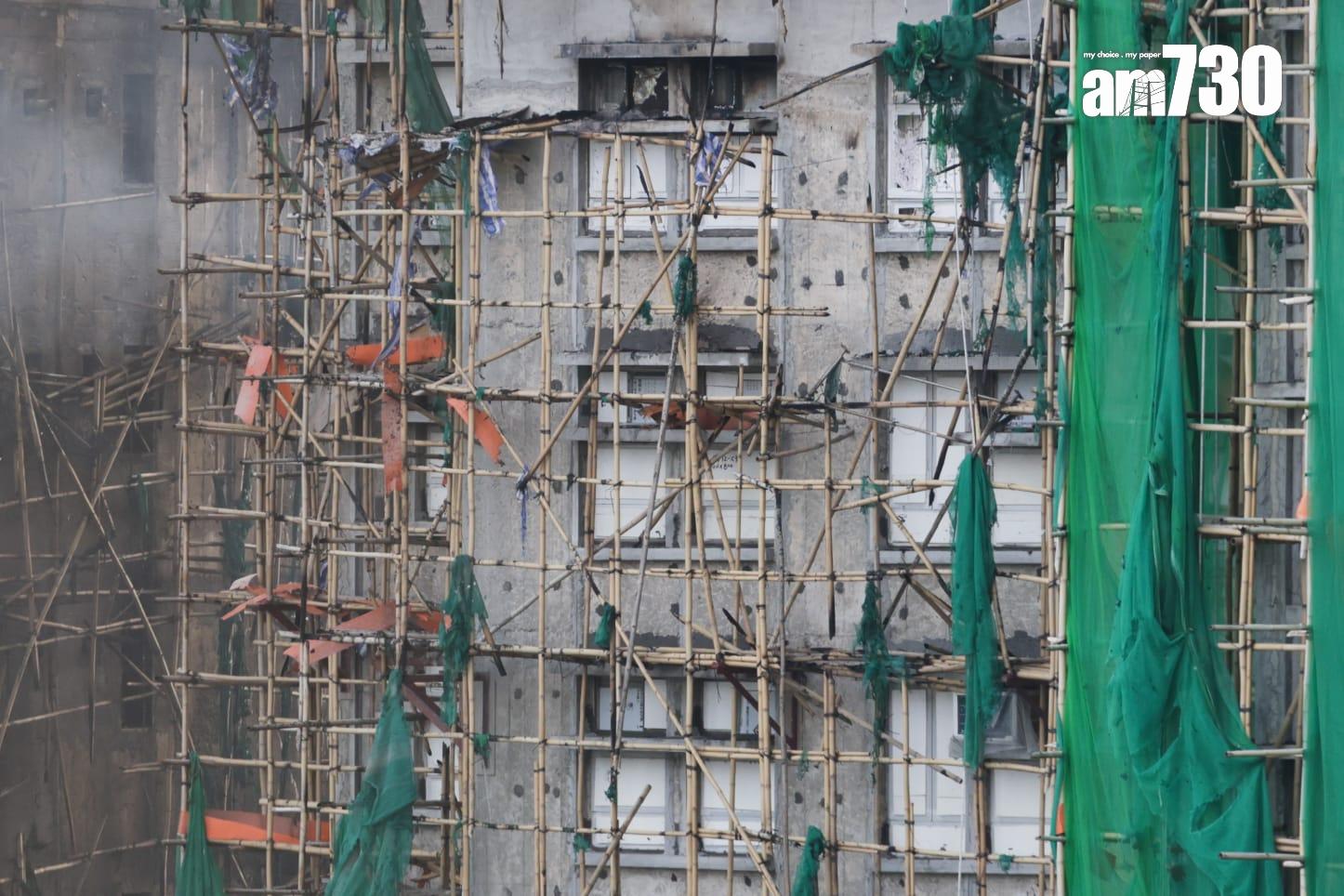 大埔宏福苑五級火情況。(吳康琦攝)