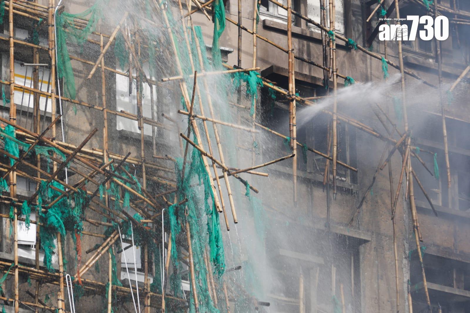 大埔宏福苑五級火現場情況。(吳康琦攝)