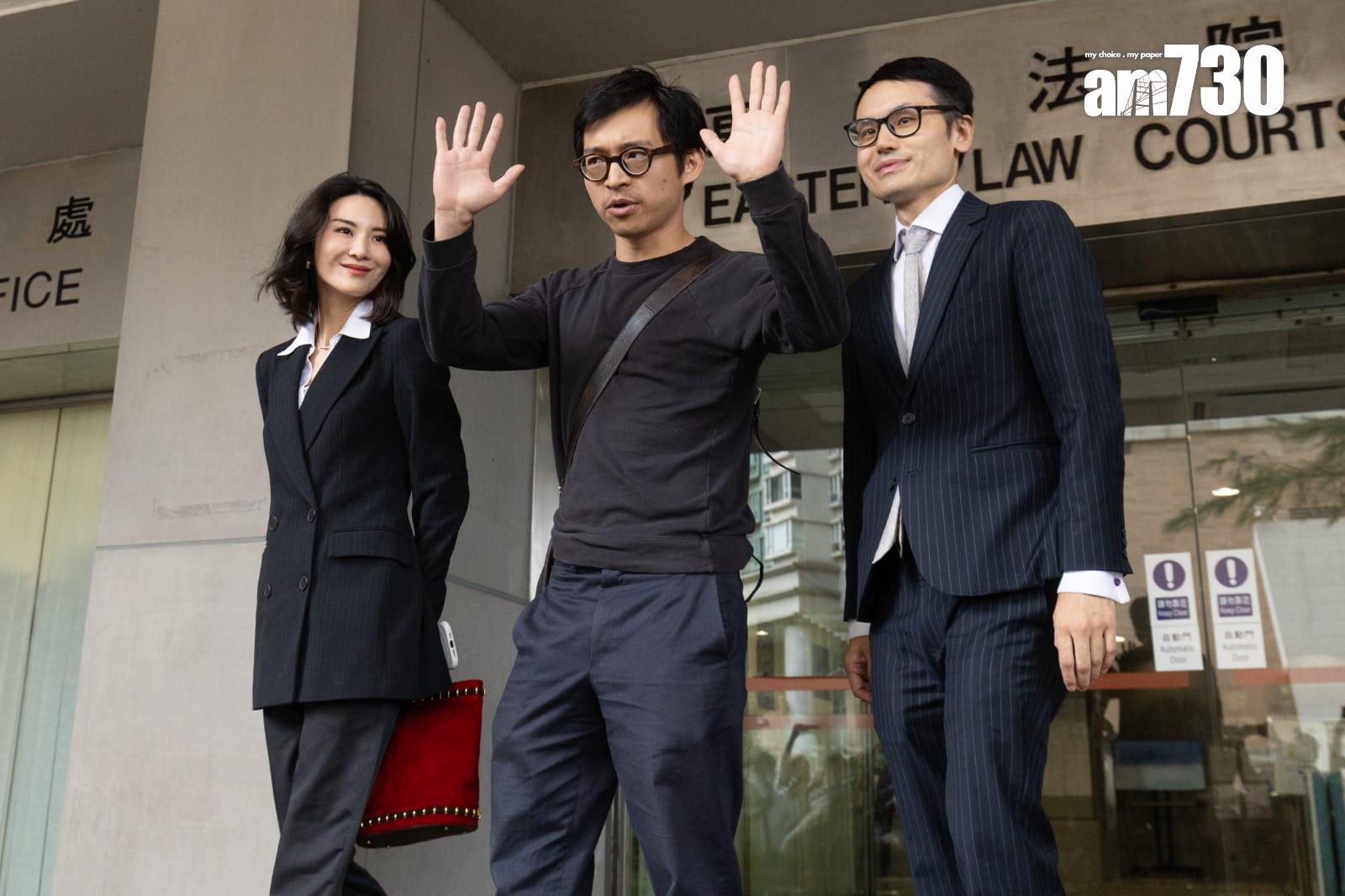 JPEX虛擬貨幣詐騙案,林作准以30萬保釋,於裕美及律師陪同下離開東區法院。(蘇文傑攝)