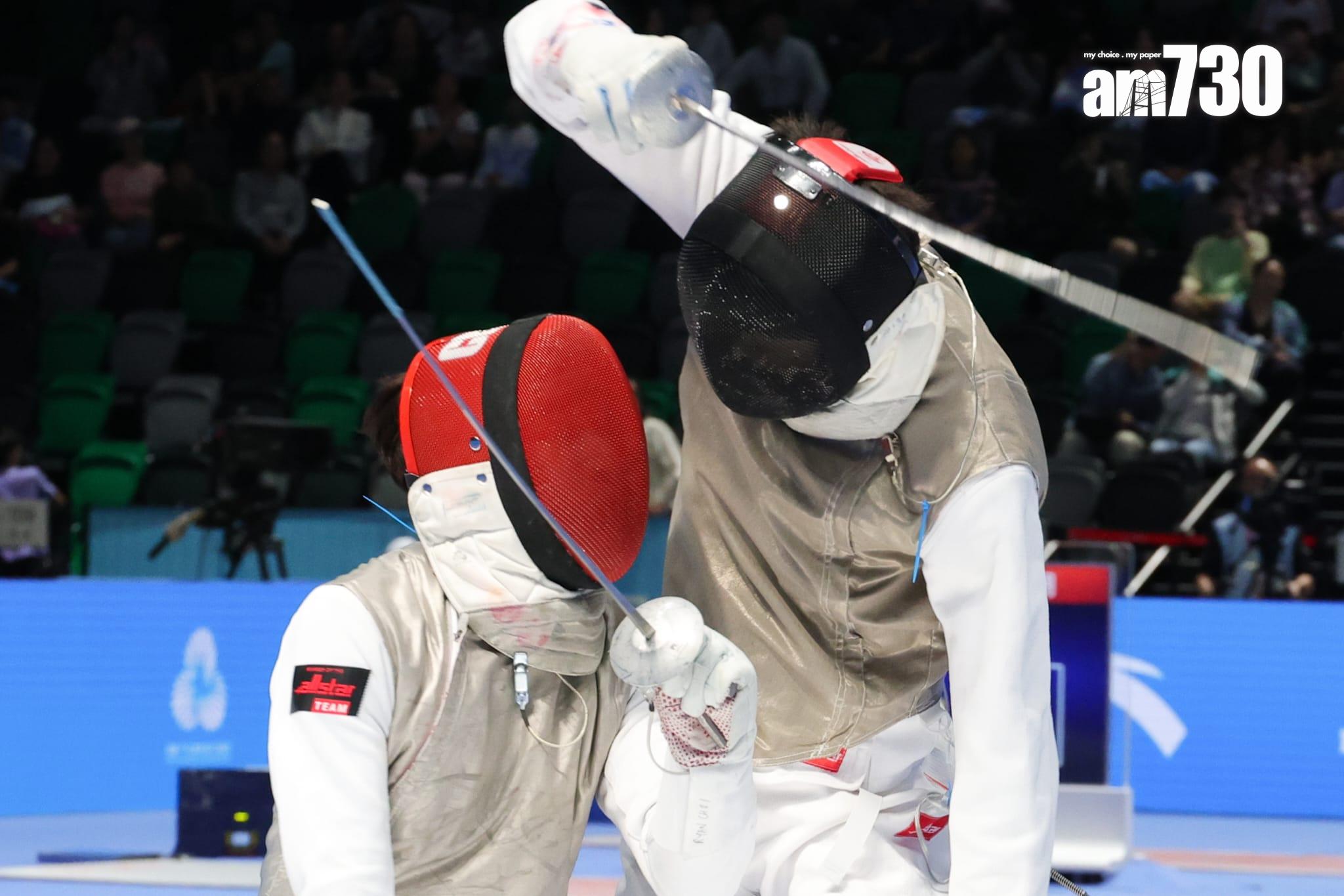 張家朗男子花劍個人賽入四強。(吳康琦攝)