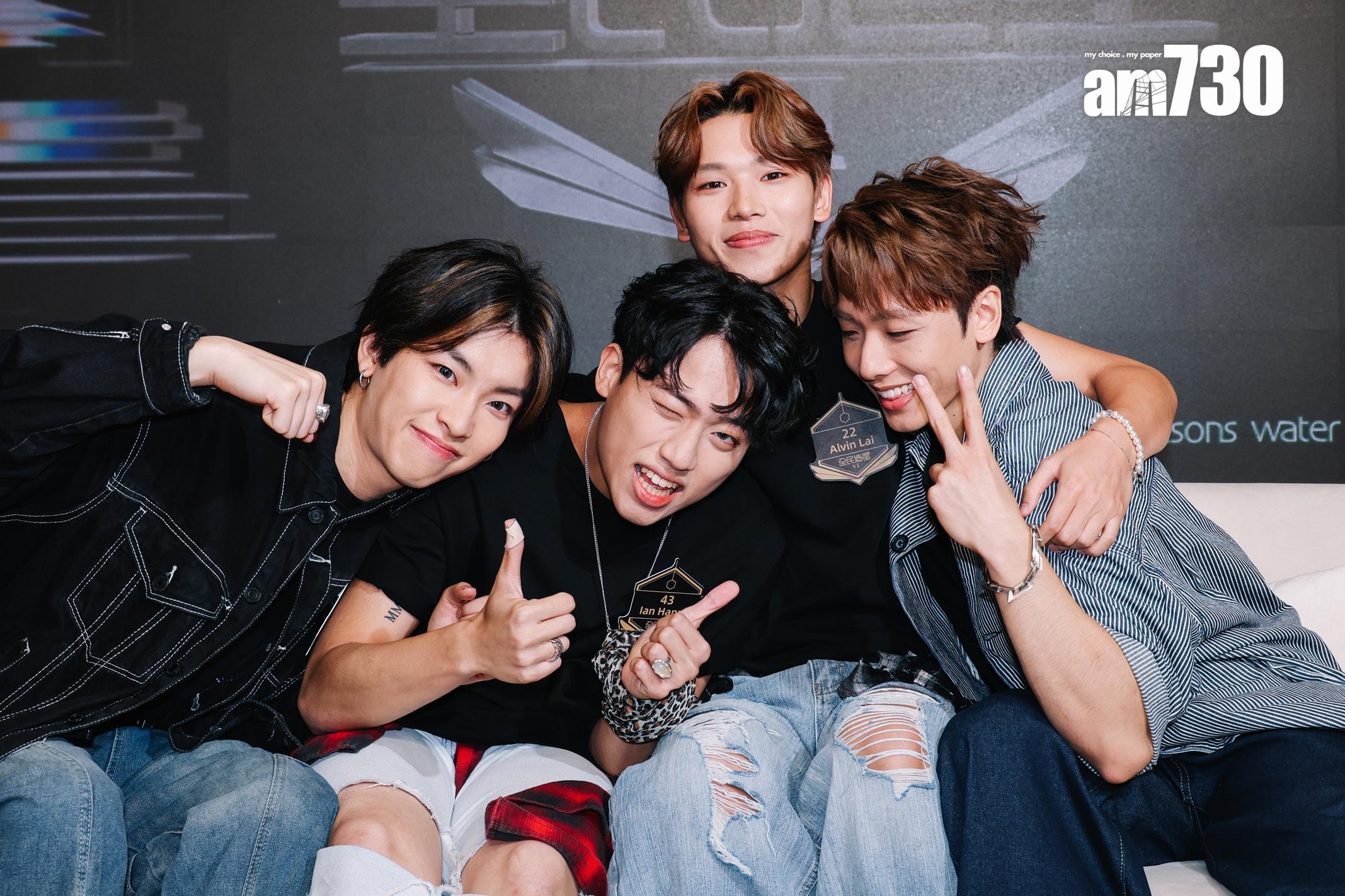 《全民造星VI》的Dave、Ian Hannz、Alvin Lai和牛牛(左至右),分享參賽的得著與改變。(吳康琦攝)