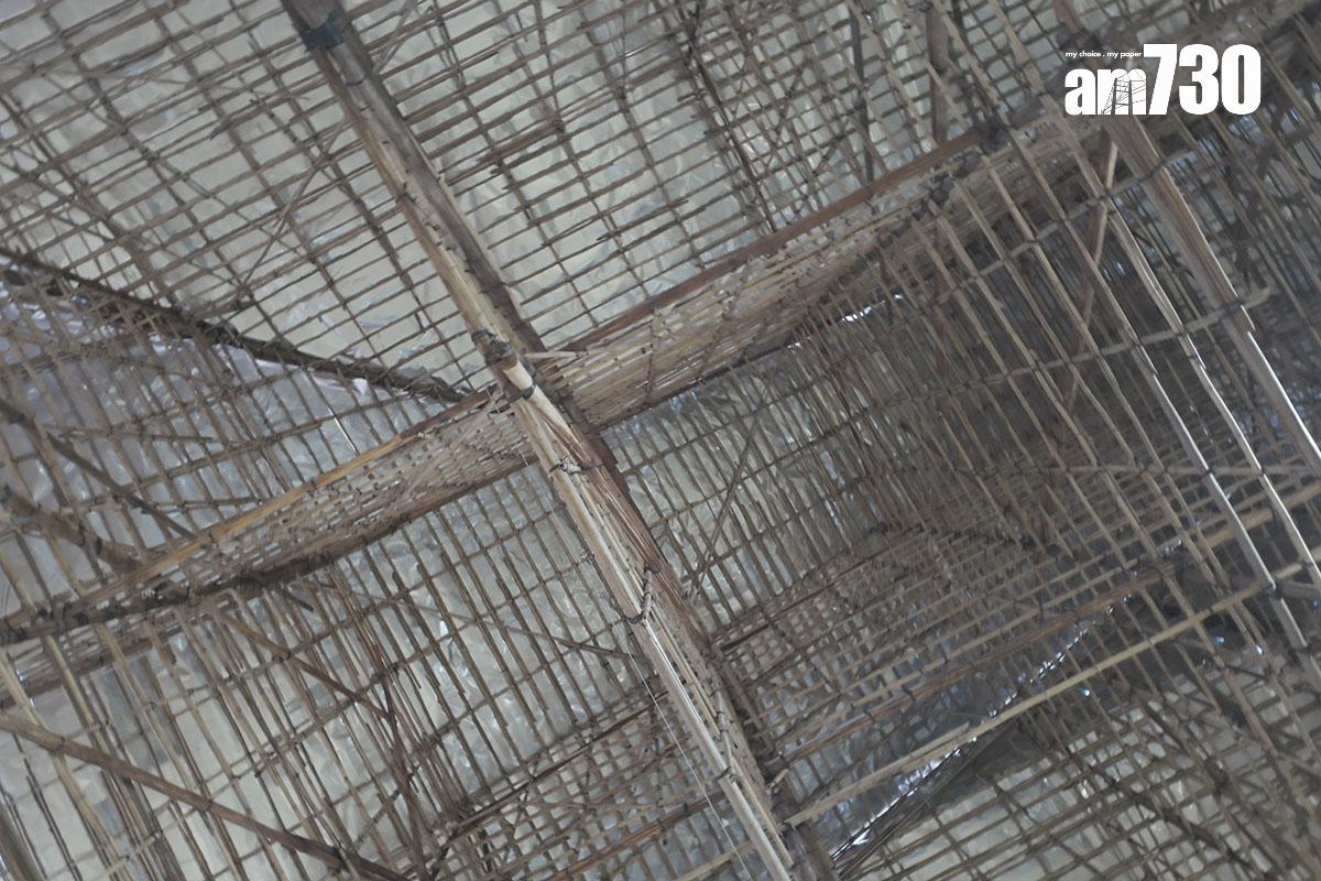 錦田鄉酬恩建醮的戲棚由3萬支竹搭建,面積佔地逾4.2萬平方呎。(資料圖片)