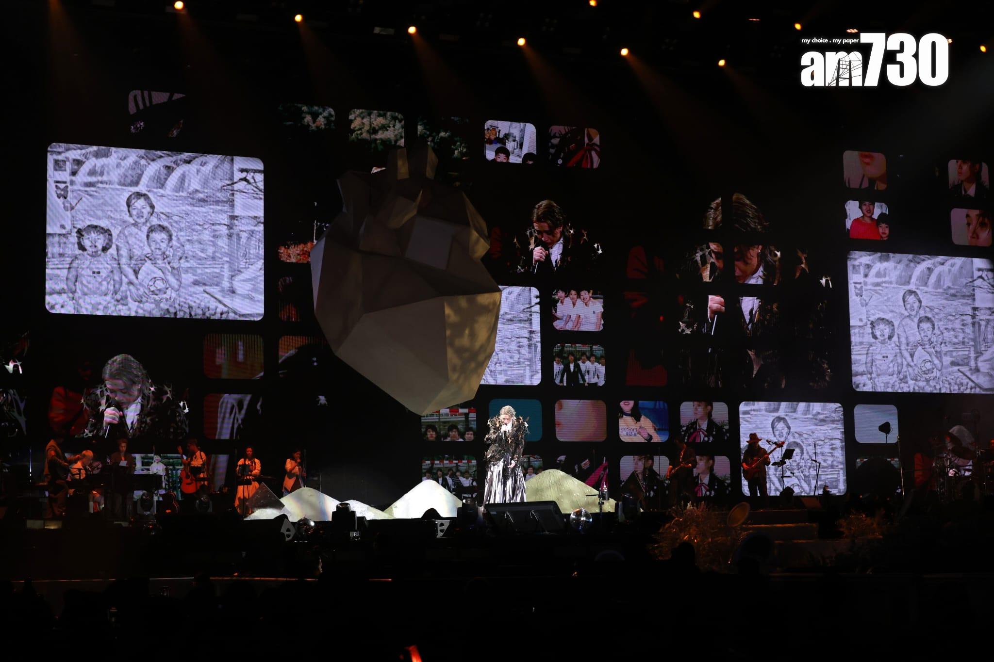 柳應廷Jer在唱《沒終點的青春》時,大展幕展現其成長回憶。(娛樂組攝)