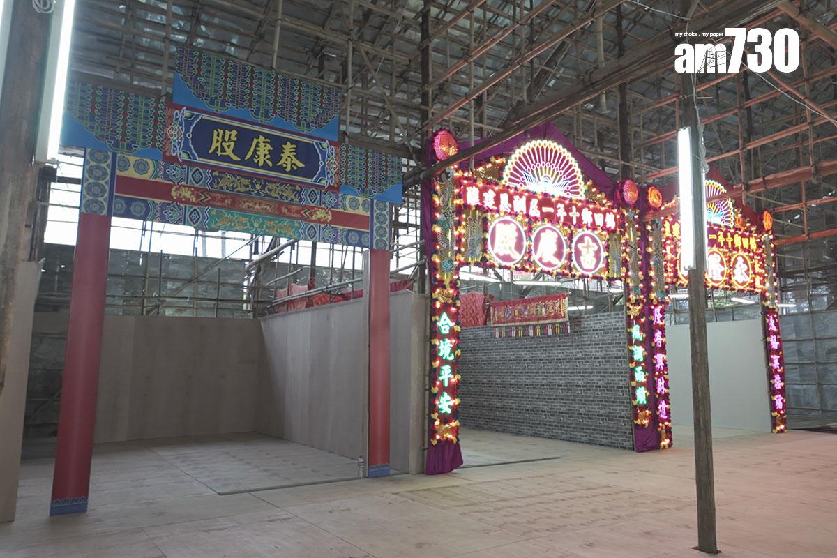 錦田鄉酬恩建醮的戲棚由3萬支竹搭建,面積佔地逾4.2萬平方呎。(資料圖片)