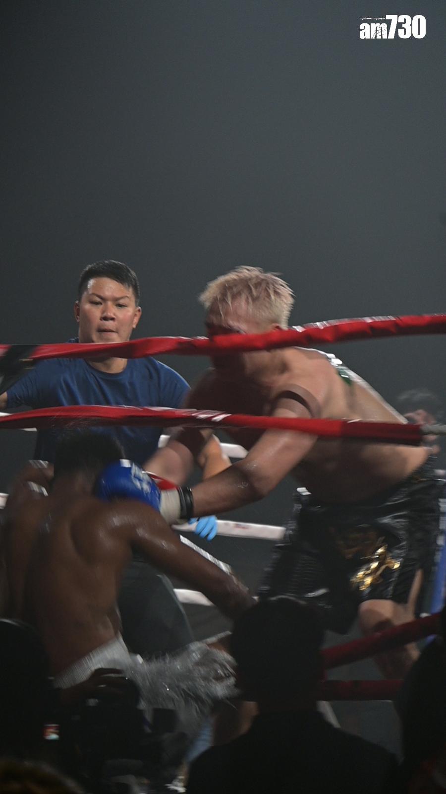 四海打到Black Joe跌出擂台。(娛樂組攝