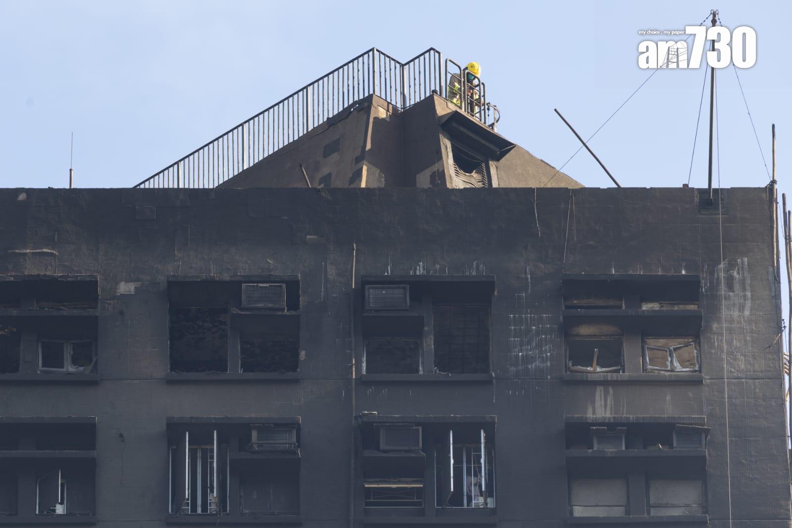 大埔宏福苑五級火後情況。(蘇文傑攝)