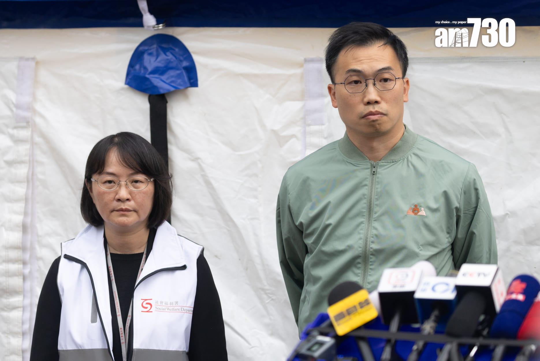 社會福利署大埔及北區福利專員馮曼瑜及民政事務總署東區民政事務專員黎旨軒。(蘇文傑攝)