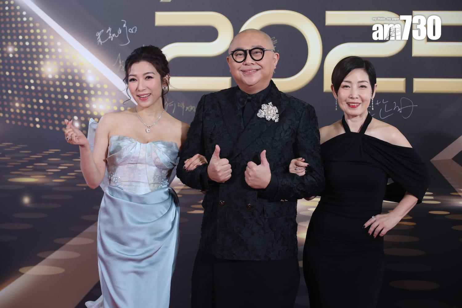 《萬千星輝頒獎禮2025》紅地毯|朱凱婷、林盛斌、黎芷珊。(林俊源攝)