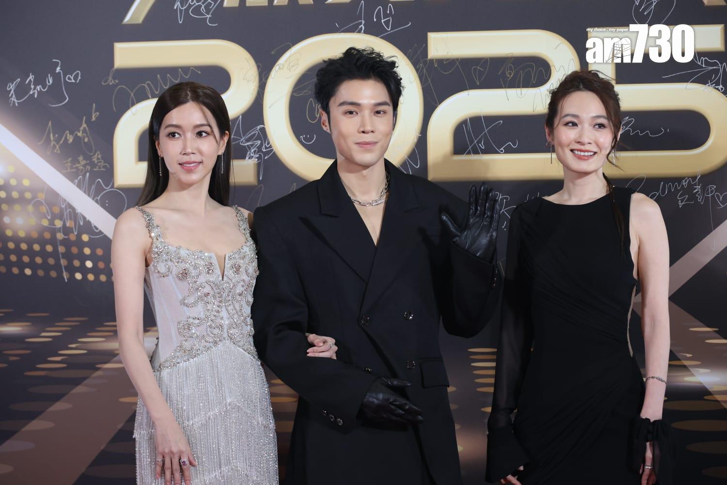 萬千星輝頒獎禮2025紅地毯|傅嘉莉、丁子朗、蔡潔。(林俊源攝)