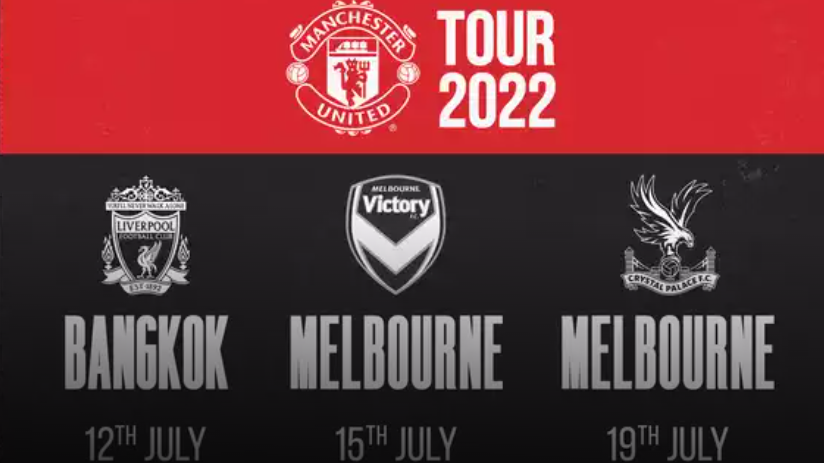 英超球會曼聯宣布今夏再度出訪泰國及澳洲。(網頁截圖)