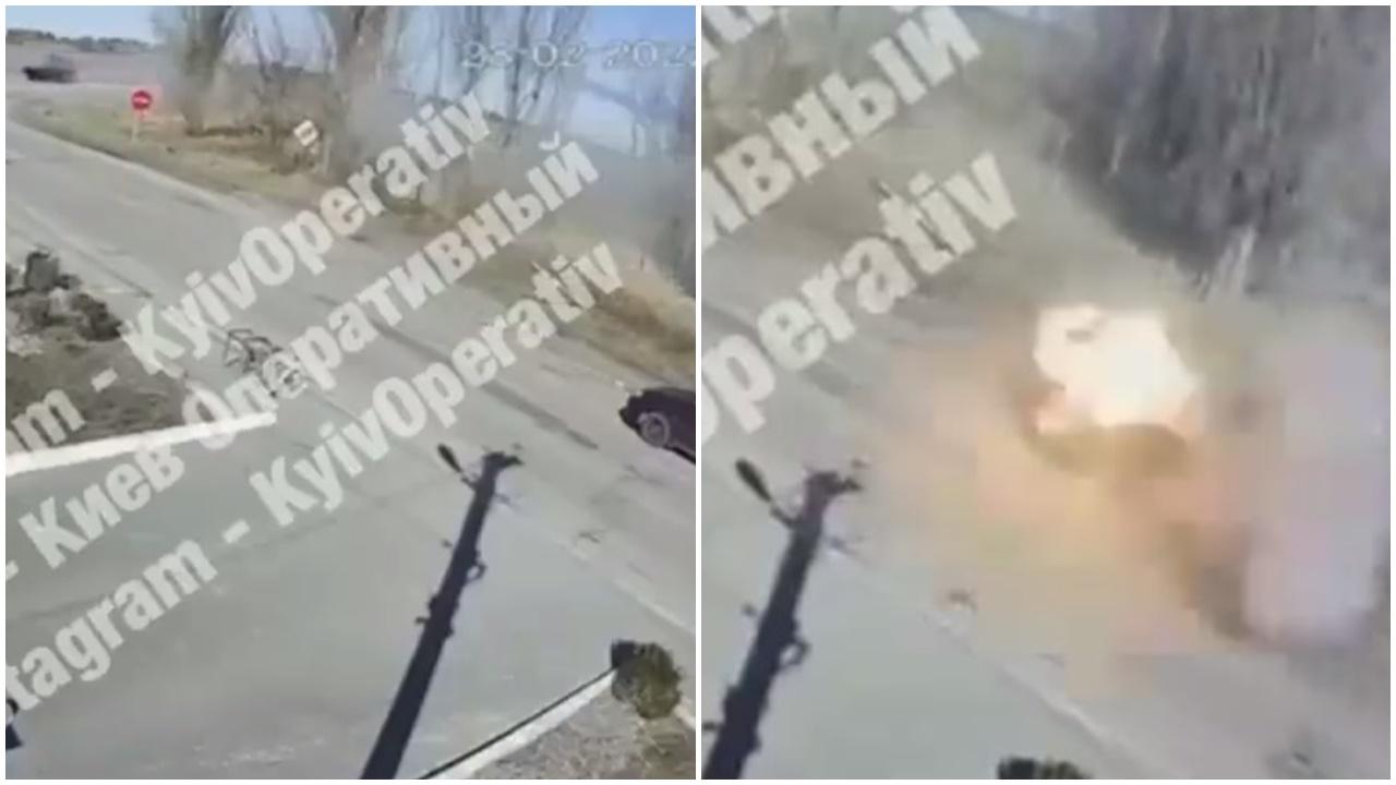 烏老夫婦駕車出門遇上俄坦克，瞬間被炸死。(Twitter)