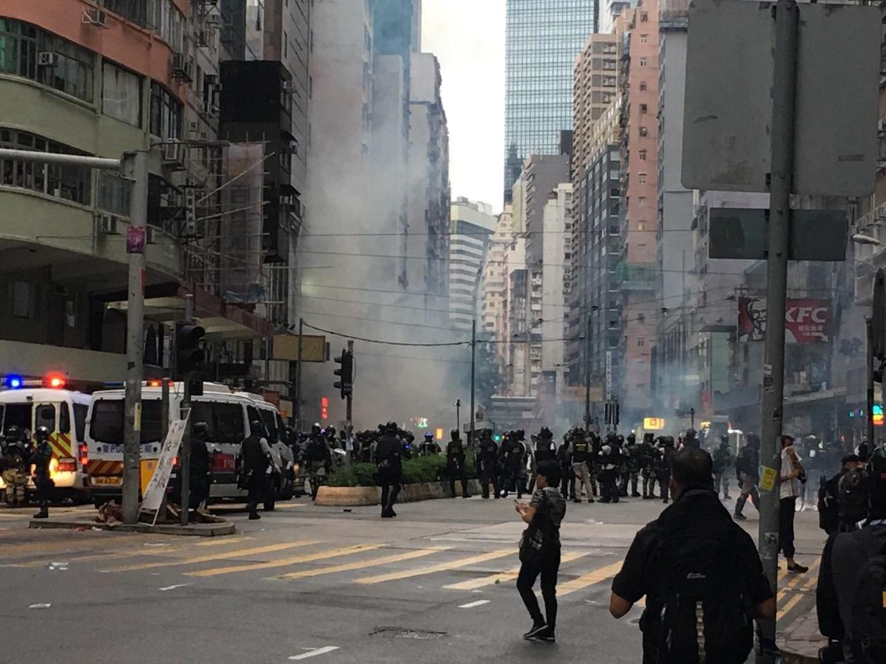 2019年修例風波期間，11人參與灣仔反蒙面法示威暴動罪成。(2019年10月6日灣仔，資料圖片)