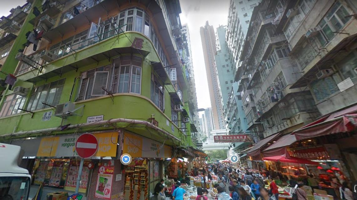 市建局以1.081億元收購由小巴大王馬亞木家族持有的多個旺角街市段舖位， 持貨21年，帳面勁賺9,530萬元或升值逾7倍。(Google Maps截圖)