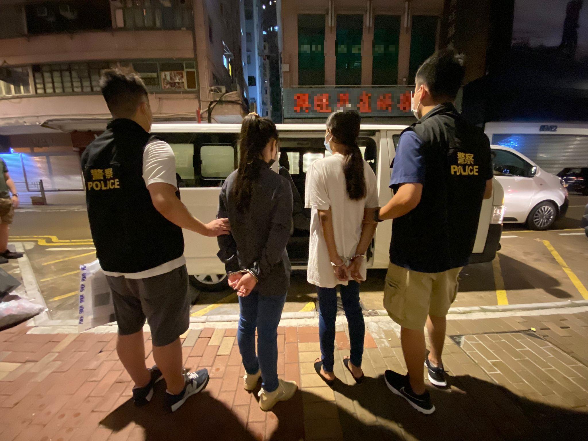 旺角反黑工拘15人，包括一名被通緝女子。(警方圖片)