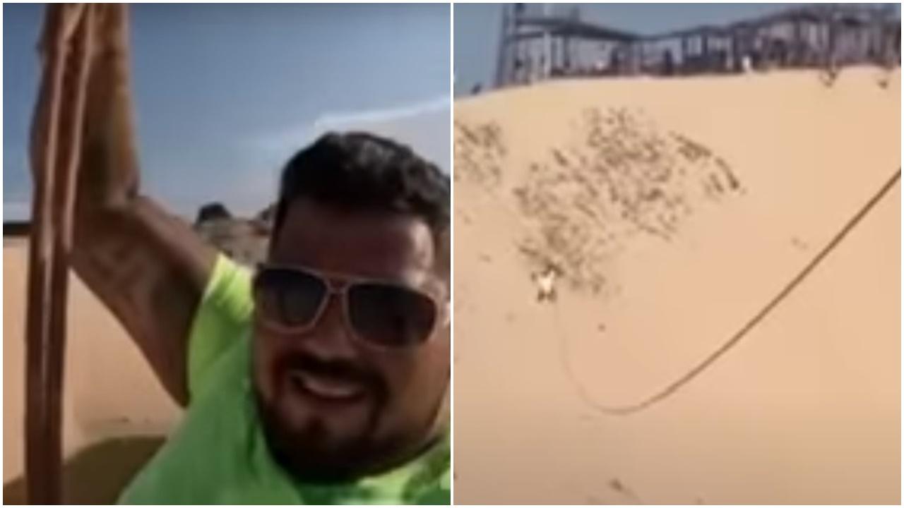 巴西男玩高空滑索意外墮地亡，自拍最後身影曝光。(YouTube)