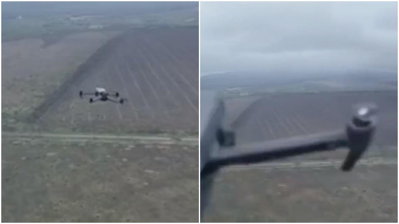 俄烏戰事罕有「空戰」曝光，俄無人機挑釁但失控撞毀。(Twitter)