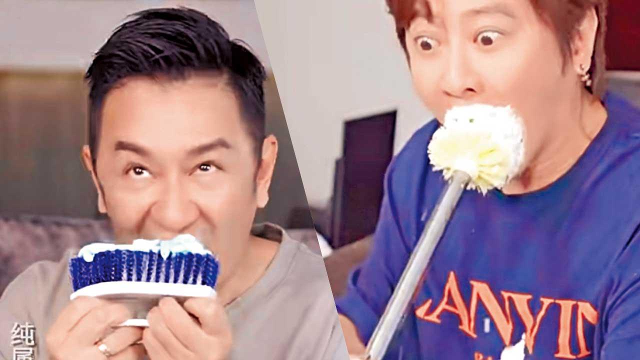 享受把鮑魚刷塞入口