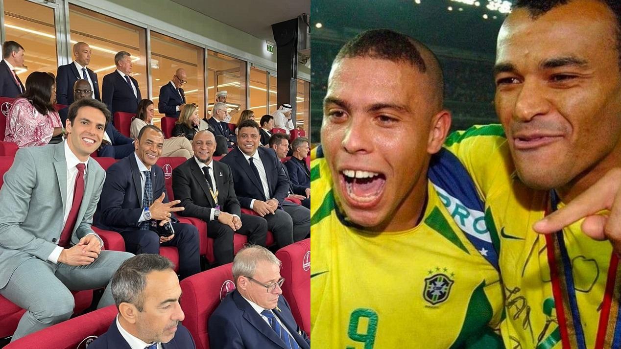 朗拿度（右起）、卡路士、卡富、卡卡廿年後重聚，令老球迷回憶滿滿。（卡富IG）